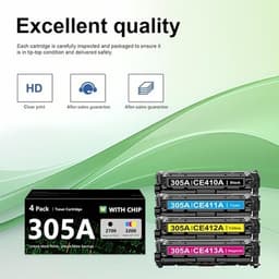 305A Toner Cartridge 4 Pack Replacement for HP 305A CE410A CE411A CE412A CE413A gallery image 6