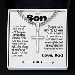 Classic Necklaces & Pendants Two Tone Box To My Son Gift Cuban Chain Cross Neckl gallery image 2