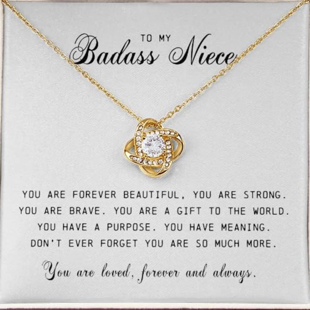 Necklaces & Pendants 18K Yellow Gold Finish - Luxury Box To My Badass Niece Love