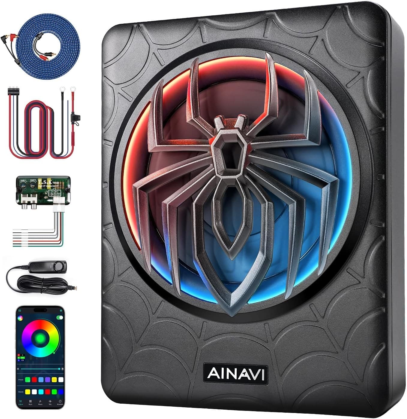 CX10 Car Subwoofers Black 1200W Slim Active Car Subwoofer 10in Under Seat Powere