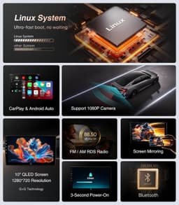 Android 13 Car Stereo Wireless CarPlay Android Auto Ford F150 2004-2008 QLED Scr gallery image 4