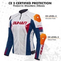 Mesh Motorcycle Jacket Shirt for Women Motorcycle Jackets White/Blue Motorcycle gallery image 2