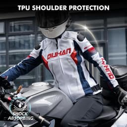 Mesh Motorcycle Jacket Shirt for Women Motorcycle Jackets White/Blue Motorcycle gallery image 3