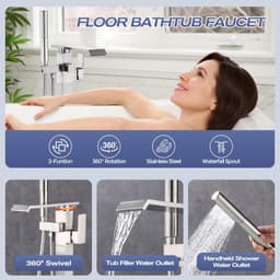HDFB003 Faucets Brushed Nickel Waterfall Free Standing Tub Faucet Floor Mount Ba gallery image 2