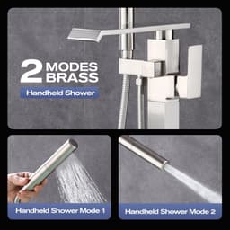 HDFB003 Faucets Brushed Nickel Waterfall Free Standing Tub Faucet Floor Mount Ba gallery image 3