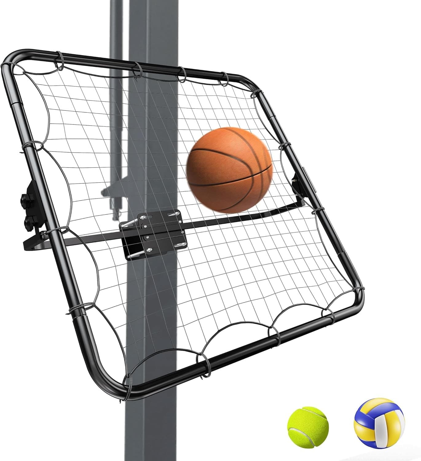 Training Aids Black Basketball Rebounder 40”x40” Adjustable Passback Net Multi