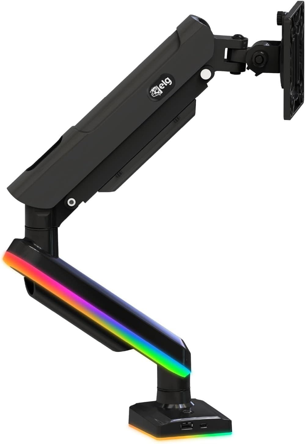 F100RGB Black with RGB RGB Gaming Monitor Arm Gas Spring Adjustable Desk Mount 1