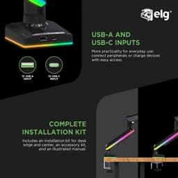 F100RGB Black with RGB RGB Gaming Monitor Arm Gas Spring Adjustable Desk Mount 1 gallery image 2