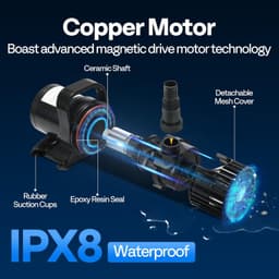 Portable Black 220W 4500GPH Submersible Water Pump 180° Seamless Adjustable Nozz gallery image 2