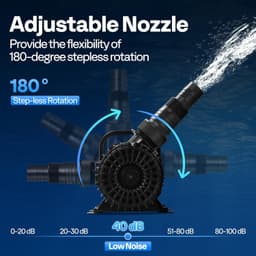 Portable Black 220W 4500GPH Submersible Water Pump 180° Seamless Adjustable Nozz gallery image 3