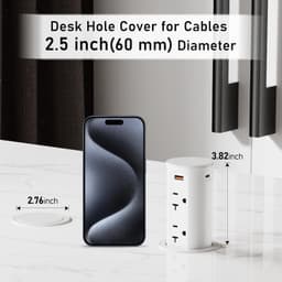 White 20Amp Pop Up Outlet Countertop 15W Wireless Charging Pad 20W USB C 2.5 Inc gallery image 2