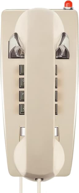 Beige Retro Wall Mount Corded Landline Phone Classic Vintage Telephone Light Ind gallery image 1