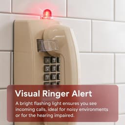 Beige Retro Wall Mount Corded Landline Phone Classic Vintage Telephone Light Ind gallery image 3