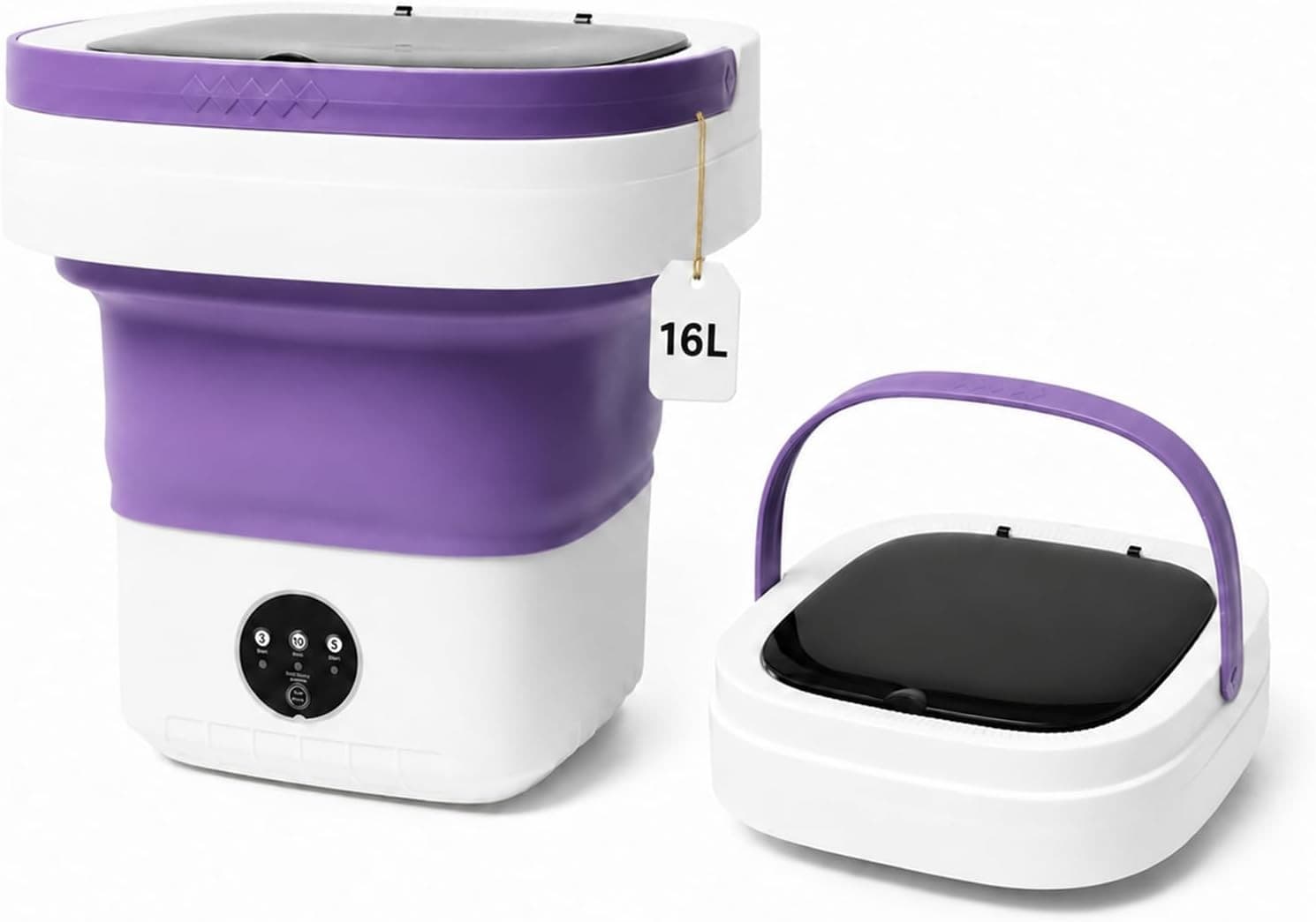 WASH Without Spin Basket Purple Mini Portable Foldable Washer 16L Portable Washi