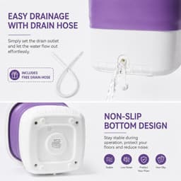 WASH Without Spin Basket Purple Mini Portable Foldable Washer 16L Portable Washi gallery image 4