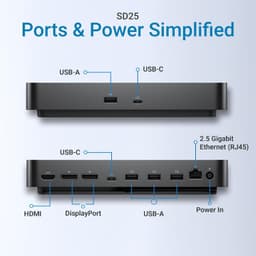 SD25 Black SD25 Pro USB C Docking Station — 130W Laptop Dock Dual 4K Monitor Out gallery image 2