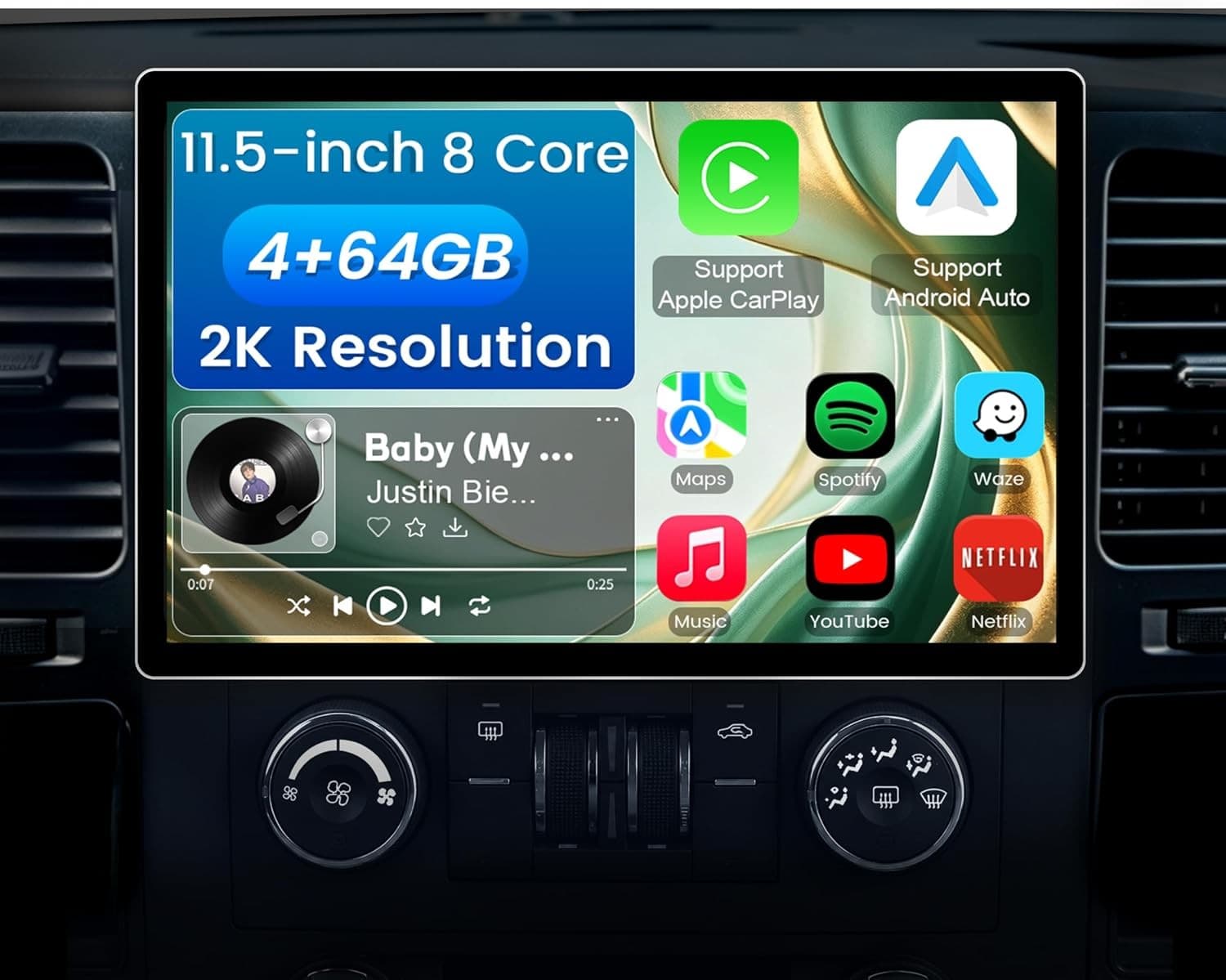 Android 13 Car Stereo Wireless CarPlay Android Auto Chevy Silverado 2007-2013 GM