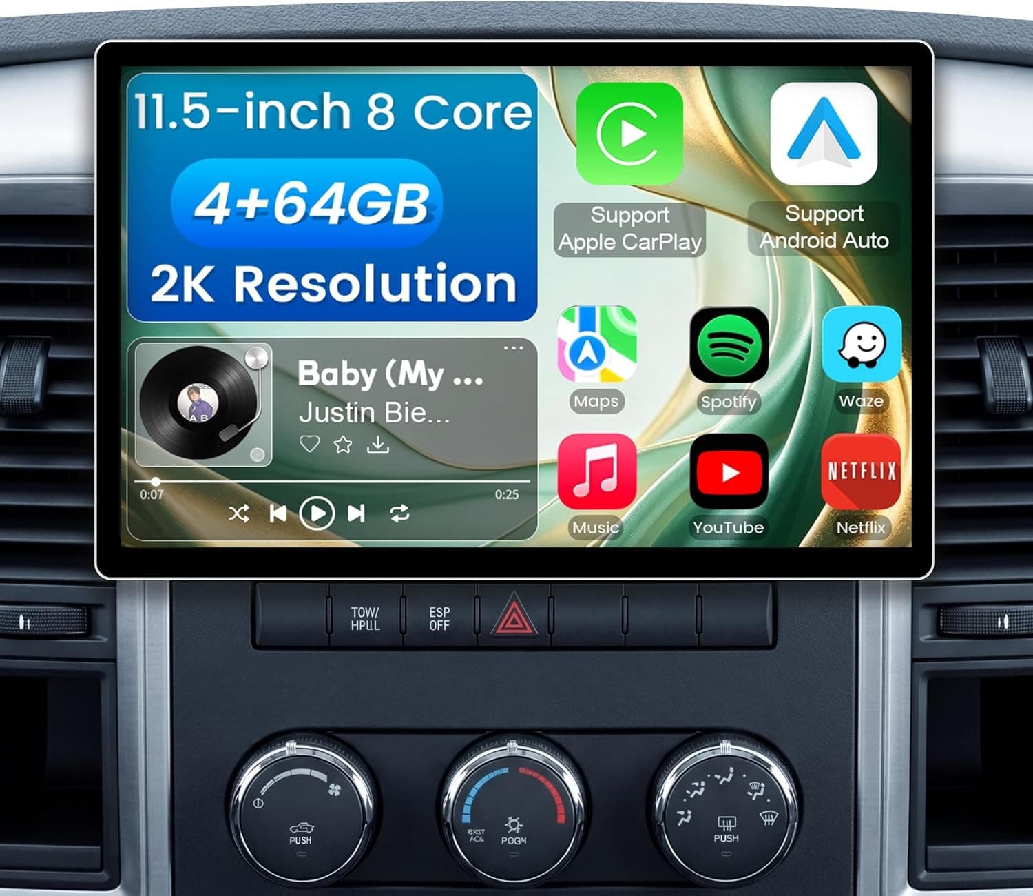 Android 13 Car Stereo Wireless CarPlay Android Auto Dodge RAM 1500/2500/3500 GPS
