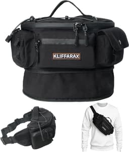 KLFX-WP-002 Black Motorcycle Belt Bag Men Expandable Nylon Fanny Pack Waist Pack gallery image 1