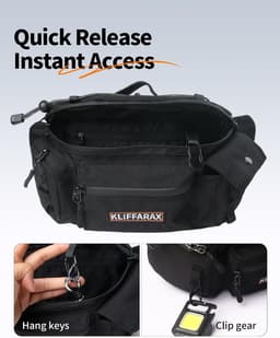 KLFX-WP-002 Black Motorcycle Belt Bag Men Expandable Nylon Fanny Pack Waist Pack gallery image 4