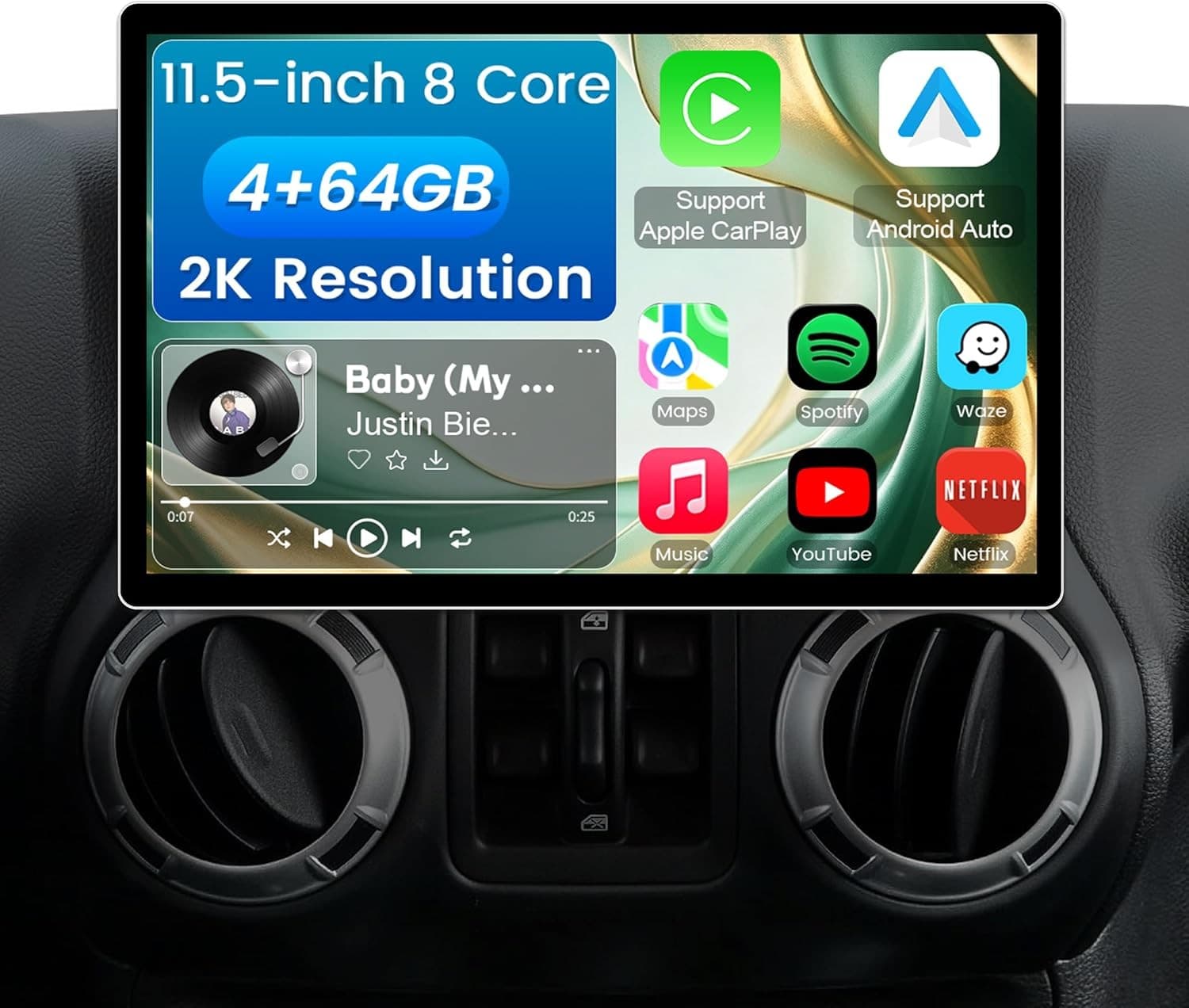 Android 13 Car Stereo Wireless CarPlay Android Auto Jeep Wrangler JK Compass Gra