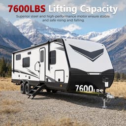 QJD-WRUU76 Jacks, Leveling & Chocks black 7600LBS Electric Trailer Jack 2pcs Rem gallery image 4