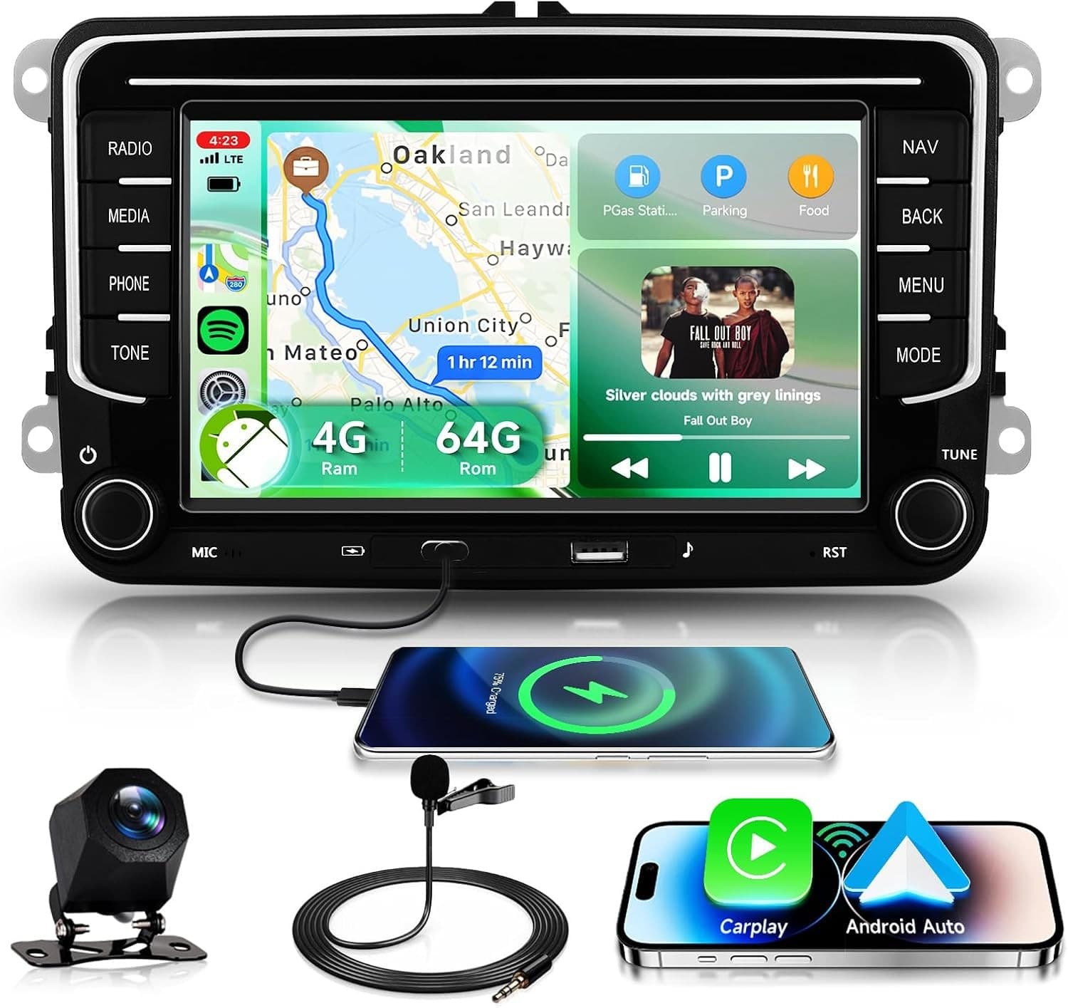 Android 13 Car Stereo Wireless CarPlay Android Auto VW Passat Jetta Tiguan Golf