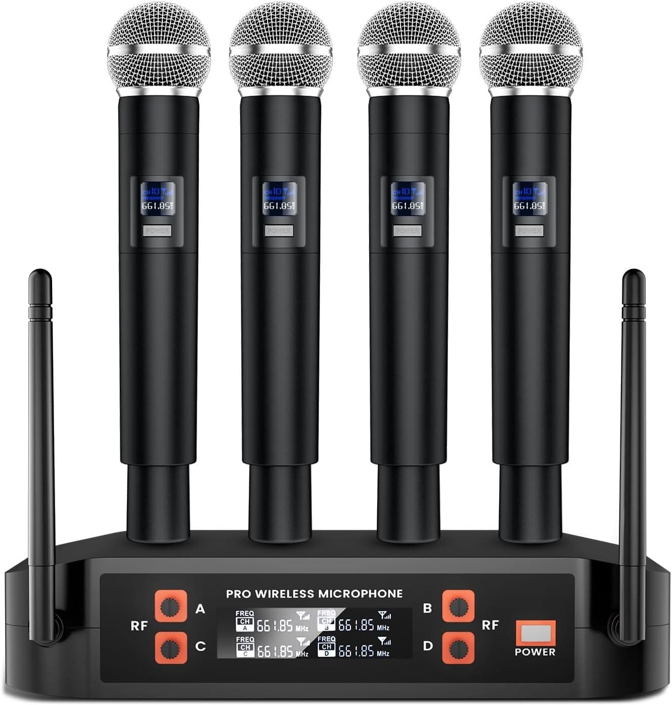 MC01 Microphones & Wireless Systems Black 4 Channel Wireless Microphone System