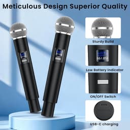 MC01 Microphones & Wireless Systems Black 4 Channel Wireless Microphone System gallery image 4