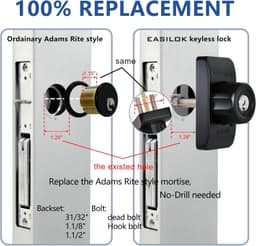 SM1850-FBM Silver SM1850 Mechanical Storefront Door Lock Commercial Door Lock Tw gallery image 3