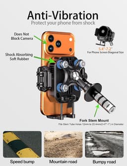 M26-A2 Mounts & Holders Black Motorcycle Fork Stem Cooling Phone Mount Wireless gallery image 2