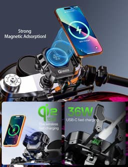 M26-A2 Mounts & Holders Black Motorcycle Fork Stem Cooling Phone Mount Wireless gallery image 3