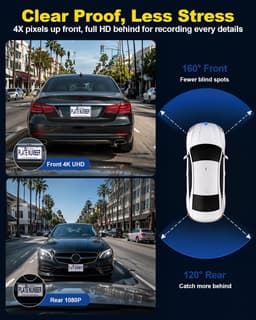 DKGEA 4K 1080P Front Rear Dash Cam WiFi GPS HDR ZD72D gallery image 3