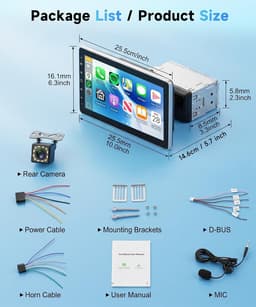 Video In-Dash Units w/GPS 10.1 Inch Single Din Radio CarPlay Android Auto Blueto gallery image 4