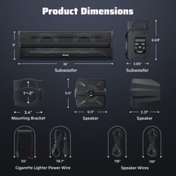 Ehaho 16 in 2.1CH UTV Sound Bar Subwoofer RGB Bluetooth Waterproof gallery image 4