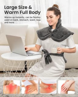 RENPHO 24 x 33 in Electric Heating Pad for Neck Shoulders and Back Gray gallery image 4