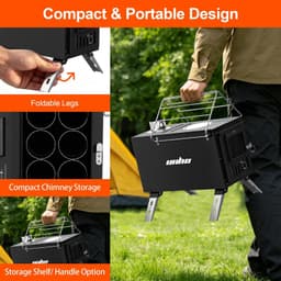 Vrygle Portable Wood Burning Hot Tent Stove with 6 Chimney Pipes gallery image 3