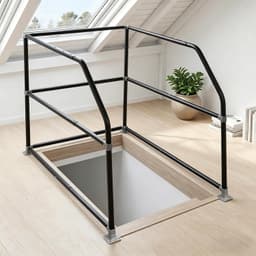 ZHDZKJ Adjustable Attic Ladder Safety Railing 3-Sided Black Handrail gallery image 1