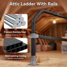 ZHDZKJ Adjustable Attic Ladder Safety Railing 3-Sided Black Handrail gallery image 2