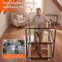ZHDZKJ Adjustable Attic Ladder Safety Railing 3-Sided Black Handrail gallery image 3