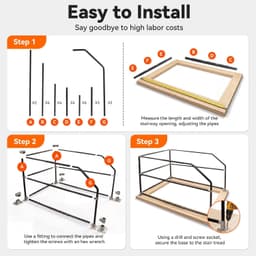 ZHDZKJ Adjustable Attic Ladder Safety Railing 3-Sided Black Handrail gallery image 4