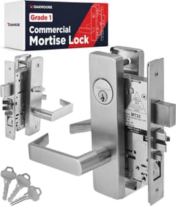 OAKMOORE Grade 1 F20 Commercial Mortise Lock Set Satin Stainless Steel gallery image 1