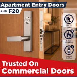 OAKMOORE Grade 1 F20 Commercial Mortise Lock Set Satin Stainless Steel gallery image 2
