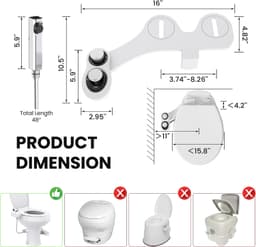 Terapaton RV Bidet Attachment Handheld Sprayer Combo White Non-Electric gallery image 3