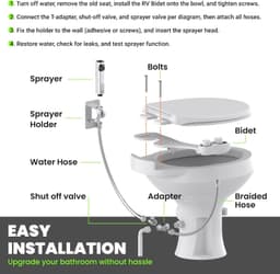 Terapaton RV Bidet Attachment Handheld Sprayer Combo White Non-Electric gallery image 8