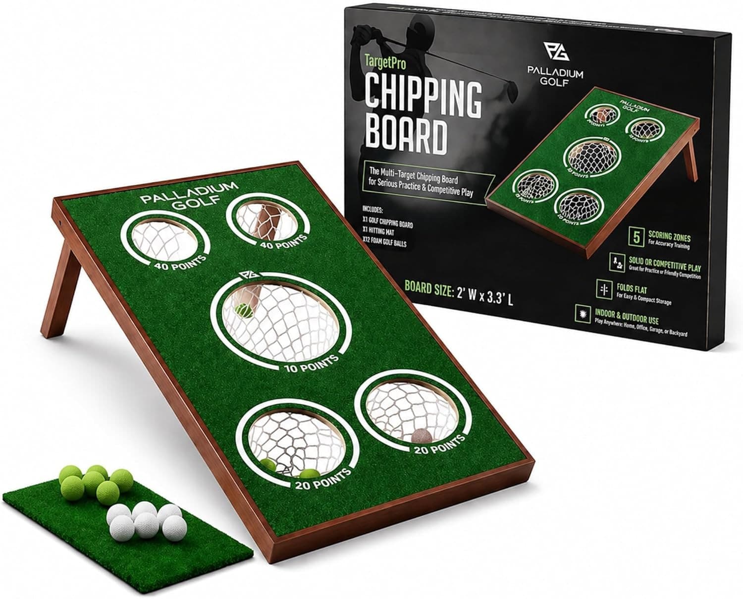 PG Palladium Golf Chipping Game Board Set 12 Balls Green PGC02