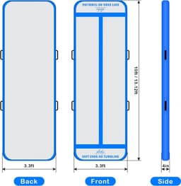 Winthai 10ft Inflatable Gymnastics Air Floor Mat Blue with Pump gallery image 6