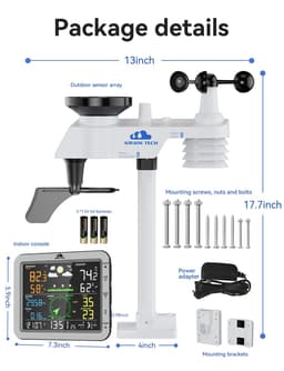AIRAIN TECH A7G 10-in-1 Wireless Weather Station Rain Wind Sensor gallery image 7