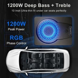 litillbuly 10in 1200W Powered Underseat Car Subwoofer RGB SUB112 gallery image 2