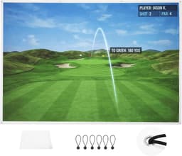 Sturdum 10x7ft Golf Simulator Impact Screen White with Bungee Cords gallery image 1